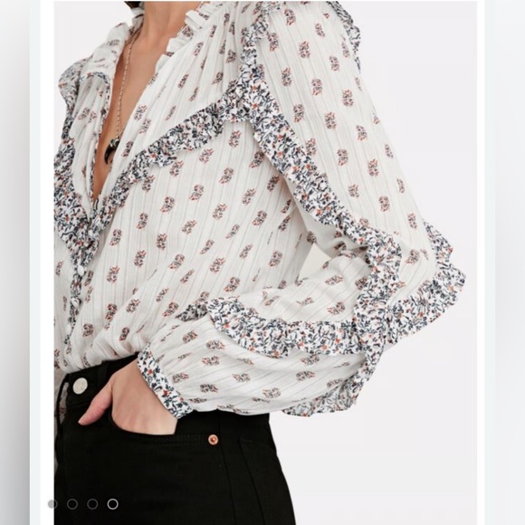 Veronica Beard Tops - Veronica Beard Women's Floral Ruffle V-Neck Blouse 2